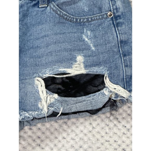 Forever 21 Shorts Womens Medium Medium Wash Blue Denim Distressed Cutoff - Picture 3 of 8